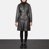 Vakos Black Leather Coat Jacket